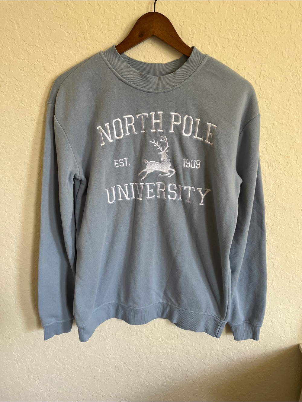 North Pole University Light Blue Crewneck Sweatshirt